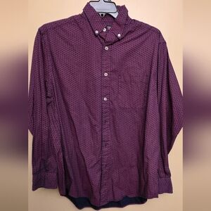 Roundtree & Yorke Men's Burgundy Button-Down Shirt